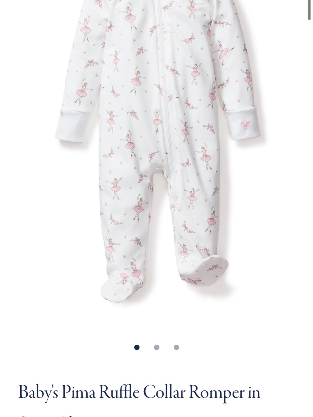 Pima Cotton Ballerina Footed Romper - Pink on White